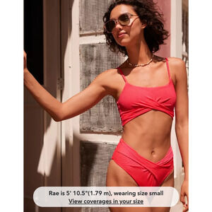 White Aerie Shine Pique Twist High Cut Bikini Bottom